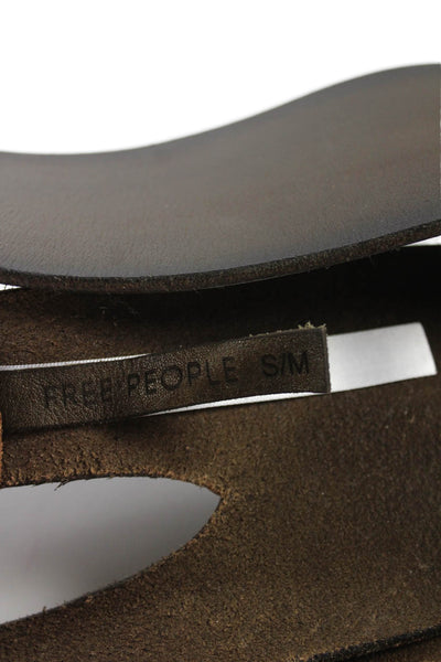 Free People Womens Leather Chunky Split Detail Belt Brown Size S