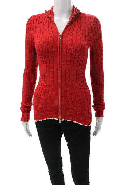 Frankies Bikinis Women Red Collared Long Sleeve Acrylic Cardigan Size XS