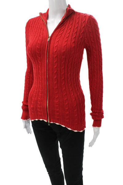 Frankies Bikinis Women Red Collared Long Sleeve Acrylic Cardigan Size XS
