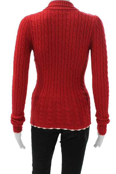 Frankies Bikinis Women Red Collared Long Sleeve Acrylic Cardigan Size XS