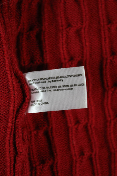 Frankies Bikinis Women Red Collared Long Sleeve Acrylic Cardigan Size XS