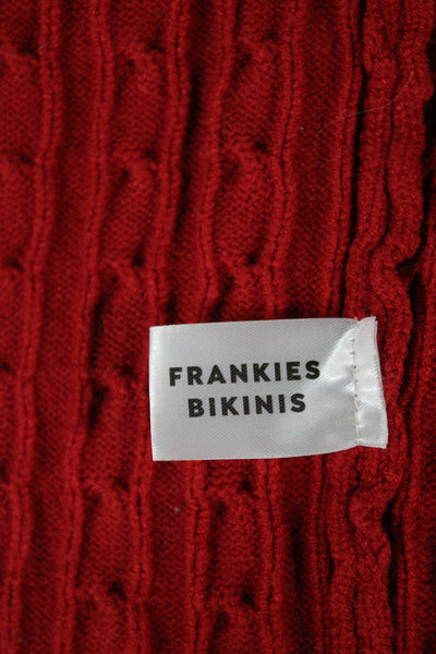 Frankies Bikinis Women Red Collared Long Sleeve Acrylic Cardigan Size XS