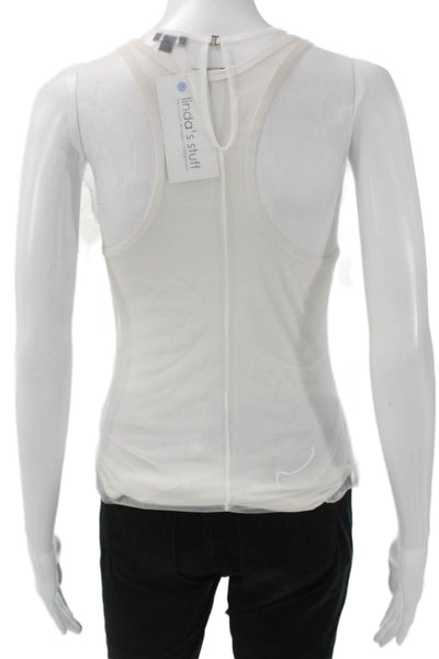 The Bar Womens White Basic Sleeveless Tank Nylon Round Neck Size M
