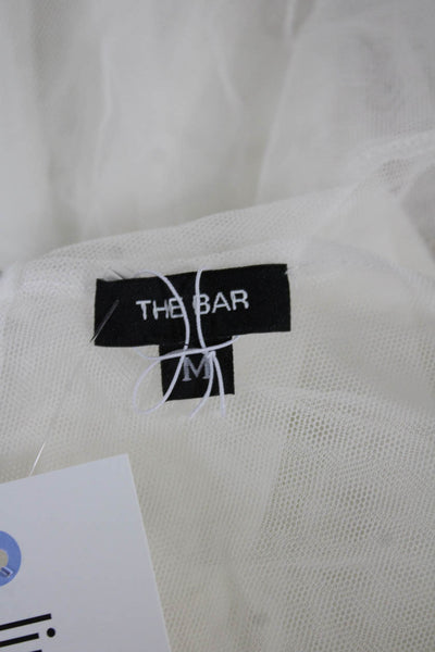 The Bar Womens White Basic Sleeveless Tank Nylon Round Neck Size M