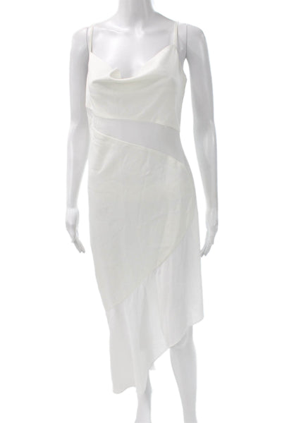 NBD Women White Slip Dress Cowl Neck Long Sleeveless Polyester Size S
