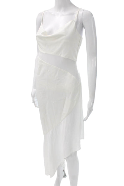 NBD Women White Slip Dress Cowl Neck Long Sleeveless Polyester Size S