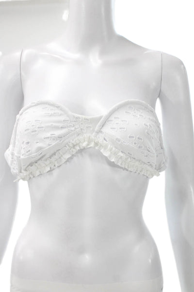 Shoshanna Women Eyelet Polyester Bikini Top White Size S