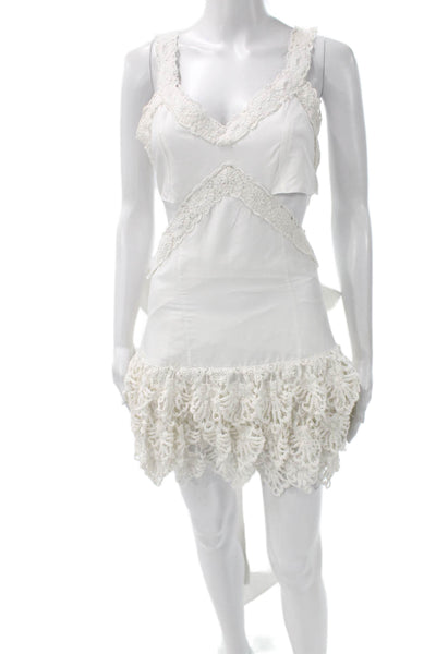 Love Shack Fancy Womens Fit & Flare Dress White V-Neck Sleeveless Size 4
