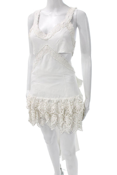 Love Shack Fancy Womens Fit & Flare Dress White V-Neck Sleeveless Size 4