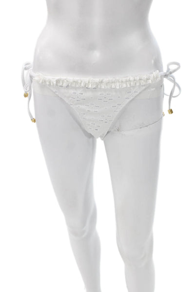 Shoshanna Womens Eyelet Bikini Bottom White Polyester Size S