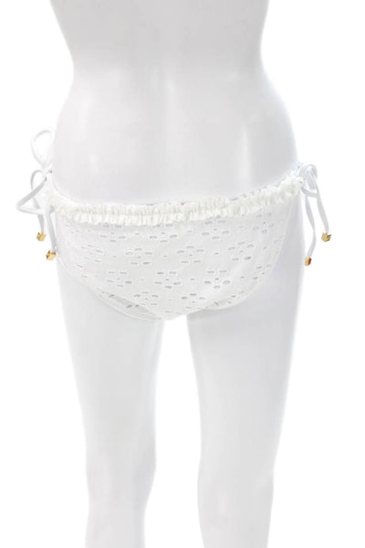 Shoshanna Womens Eyelet Bikini Bottom White Polyester Size S