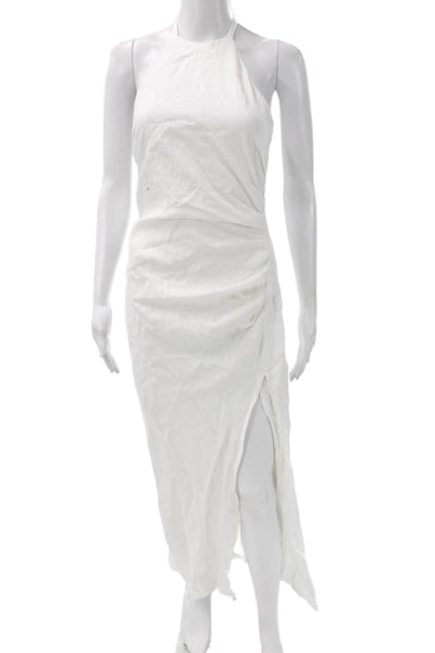 Reformation Womens Maxi Halter Linen Dress White Sleeveless Zip Size 2
