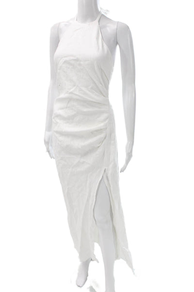 Reformation Womens Maxi Halter Linen Dress White Sleeveless Zip Size 2