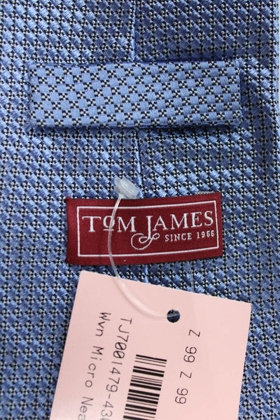 Tom James Mens Silk Abstract Print Neck Tie Blue
