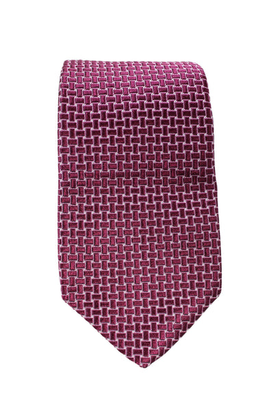 Tom James Mens Silk Geometric Print Neck Tie Burgundy