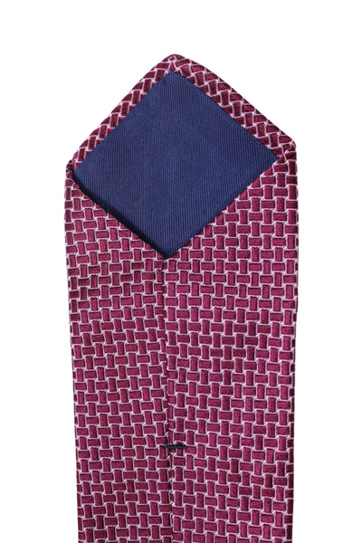 Tom James Mens Silk Geometric Print Neck Tie Burgundy