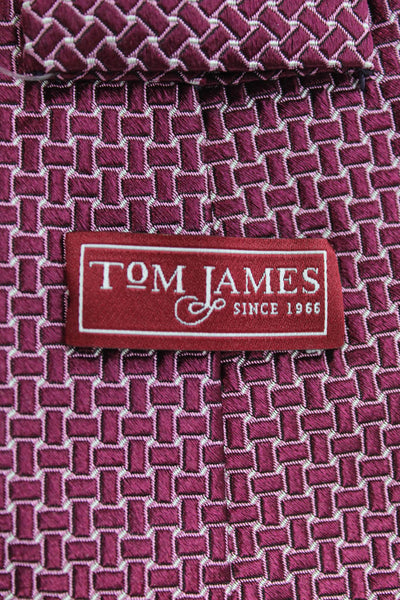 Tom James Mens Silk Geometric Print Neck Tie Burgundy