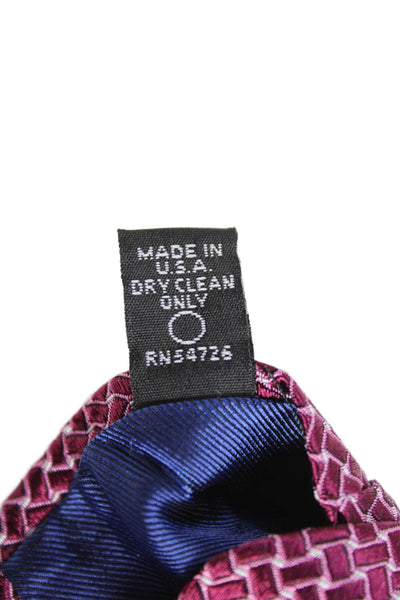 Tom James Mens Silk Geometric Print Neck Tie Burgundy