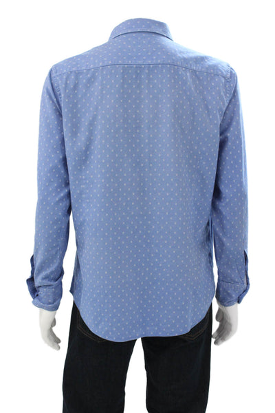 Massimo Dutti Mens Geometric Print Button Up Shirt Blue Size L