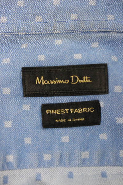 Massimo Dutti Mens Geometric Print Button Up Shirt Blue Size L