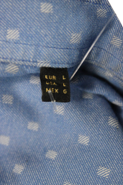 Massimo Dutti Mens Geometric Print Button Up Shirt Blue Size L