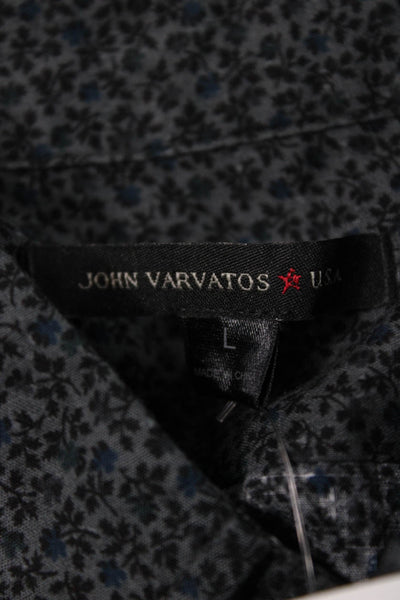 John Varvatos Star USA Mens Cotton Floral Button Up Shirt Gray Size L