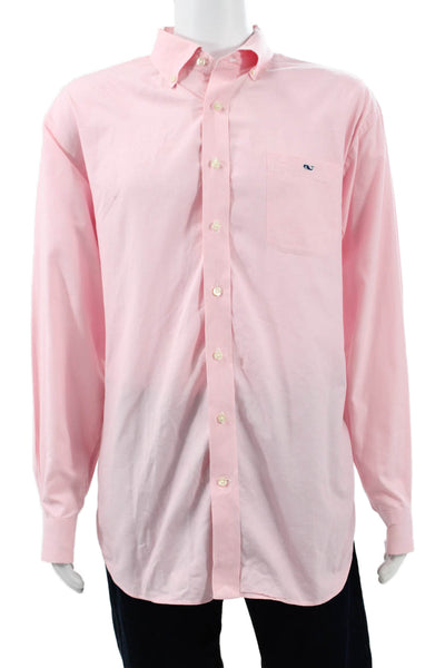 Vineyard Vines Mens Cotton Button Up Shirt Pink Size XL