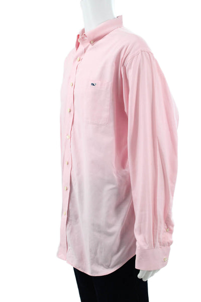 Vineyard Vines Mens Cotton Button Up Shirt Pink Size XL