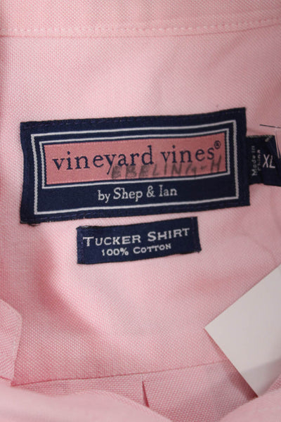 Vineyard Vines Mens Cotton Button Up Shirt Pink Size XL
