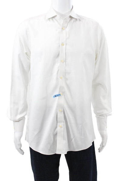 Charles Tyrwhitt Mens Solid Long Sleeve Button Up Shirt White Size 39