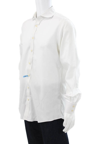 Charles Tyrwhitt Mens Solid Long Sleeve Button Up Shirt White Size 39