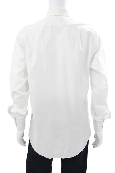 Charles Tyrwhitt Mens Solid Long Sleeve Button Up Shirt White Size 39