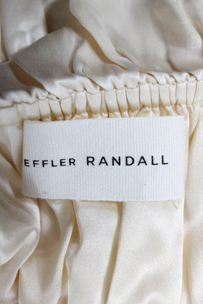 Loeffler Randall Women Cropped Silk Off the Shoulder Long Sleeve Blouse Size S