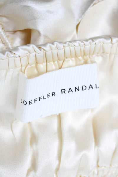Loeffler Randall Women Cropped Silk Off the Shoulder Long Sleeve Blouse Size S