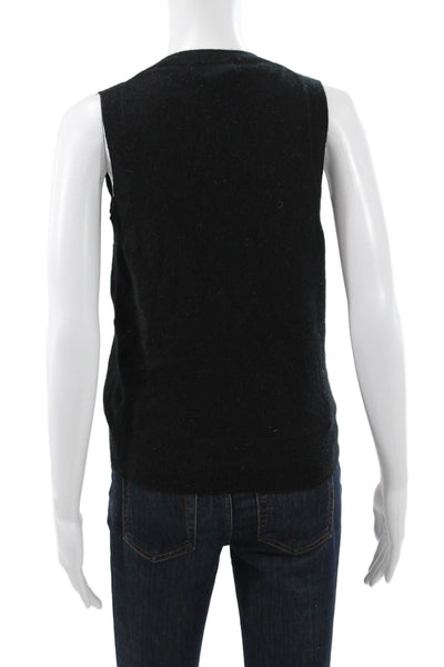 J Crew Women Cashmere V Neck Sleeveless Vest Sweater Black Size XS