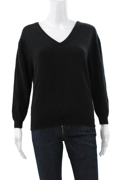J Crew Womens Black Cashmere V-Neck Pullover Sweater Long Sleeve Size XS