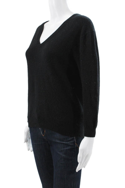 J Crew Womens Black Cashmere V-Neck Pullover Sweater Long Sleeve Size XS