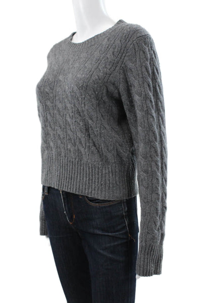 J Crew Women Cashmere Cable Knit Crewneck Pullover Gray Size M