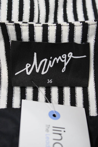 Elzinga Womens Black Striped Polyester Blend Blazer Button Long Sleeve Size 36