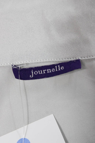 Journelle Women Basic Silk Collared Short Sleeve Pajama Top White Size S
