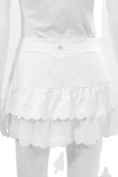 Lilly Pulitzer Womens Athletic Skort White Pull On Meryl Nylon Short Size S