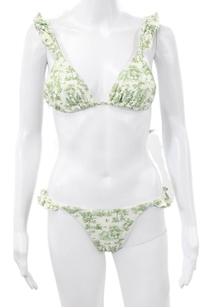 Blackbough Womens Two-Piece Floral Bikini Green Recycled Nylon Size S