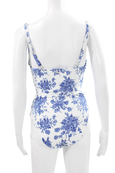 Berlook Women Floral Blue Polyester One Piece Swimwear Size S