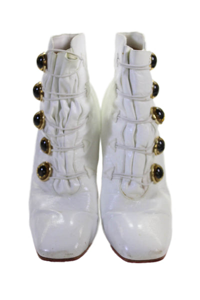 Christian Louboutin Women's Leather Ankle Boots White Size 41