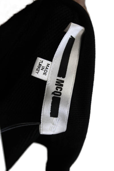 McQ Women Black T-Shirt Dress Boat Neck Short Sleeve Cotton Pullover Size S