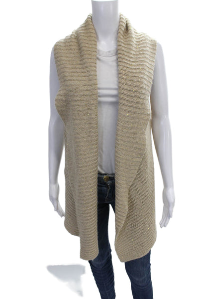 Donna Karan Womens Cowl Neck Acrylic Vest Beige Size XS