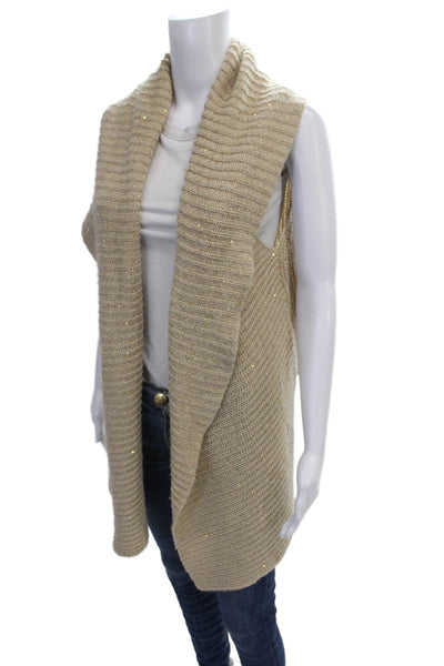 Donna Karan Womens Cowl Neck Acrylic Vest Beige Size XS