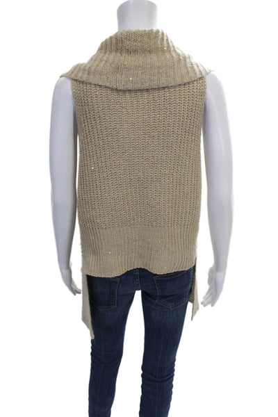 Donna Karan Womens Cowl Neck Acrylic Vest Beige Size XS