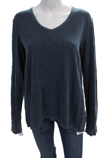 Wilt Women Basic Blue V-Neck Long Sleeve T-Shirt 100% Cotton Size L