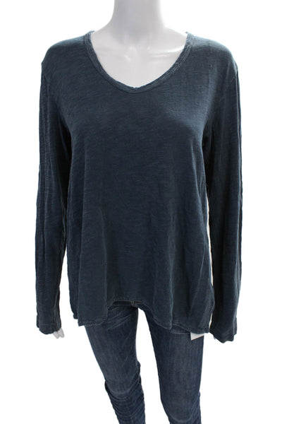 Wilt Women Basic Blue V-Neck Long Sleeve T-Shirt 100% Cotton Size L